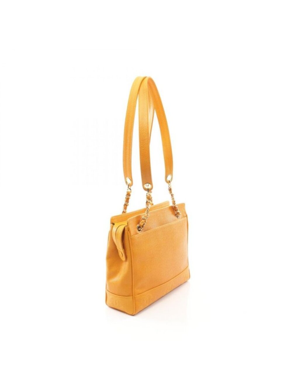 Chanel Tote Triple CC Logo Orange Caviar Leather Coco - Picture 2 of 10